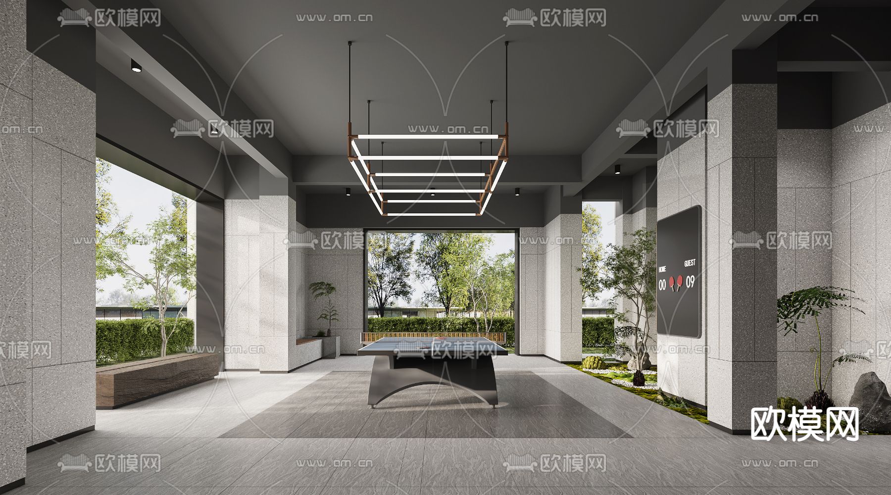 住宅楼公共大堂 活动区3d模型