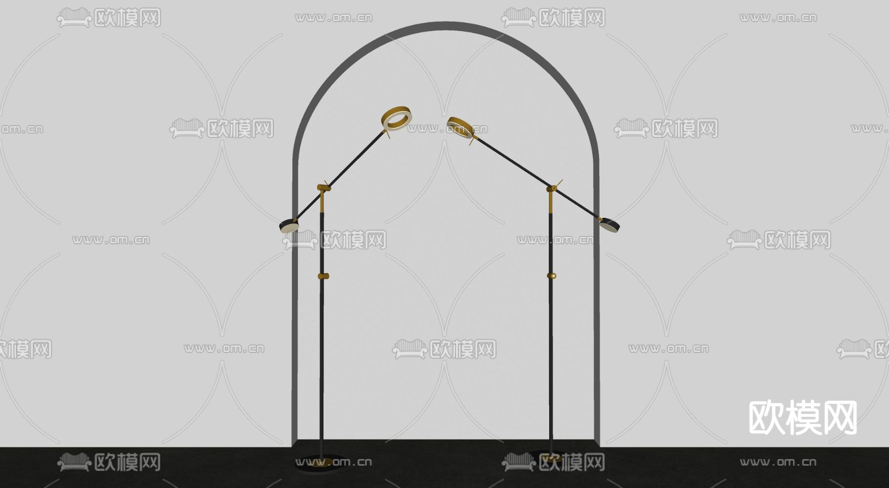 现代金属落地灯su模型下载（渲染图2）