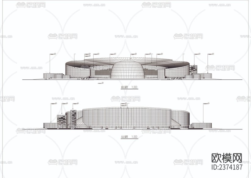 文化藝術(shù)中心建筑CAD施工圖下載(渲染圖6)