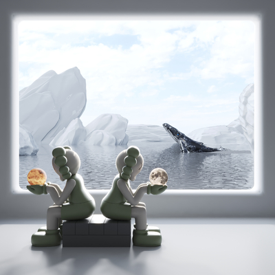  现代KAWS潮玩雕塑su模型 