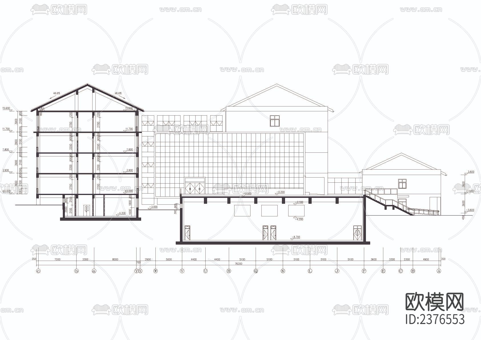 教学楼专项建筑CAD施工图下载（渲染图4）