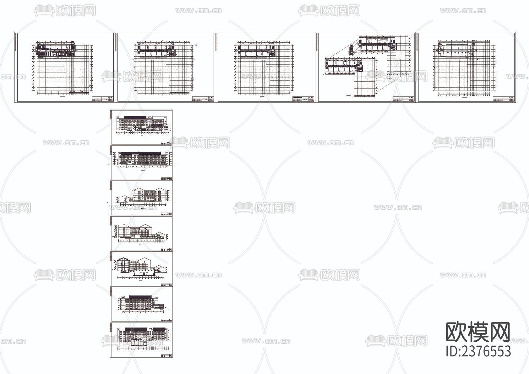 教学楼专项建筑CAD施工图下载（渲染图1）