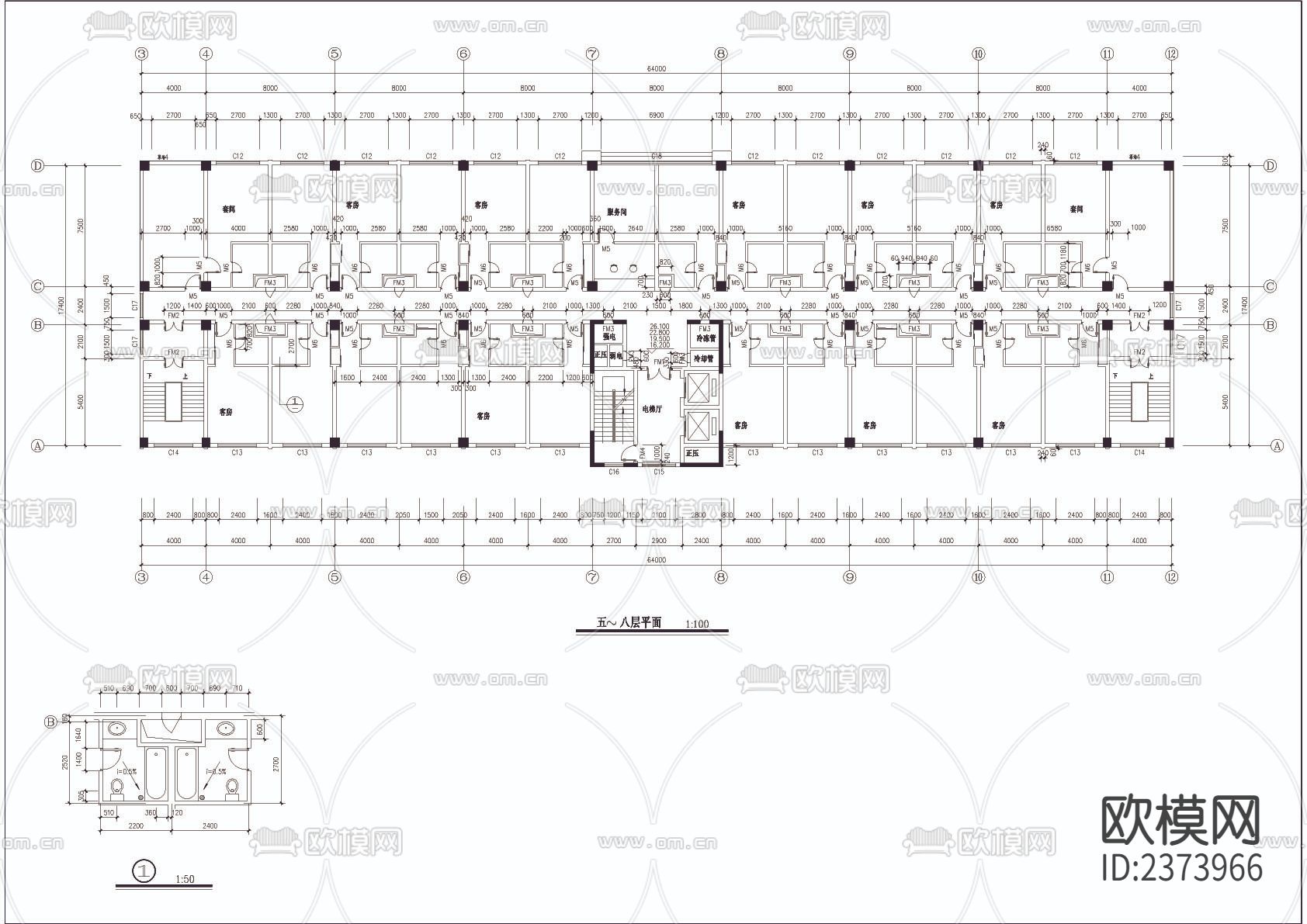 全套小高层宾馆CAD施工图下载（渲染图2）