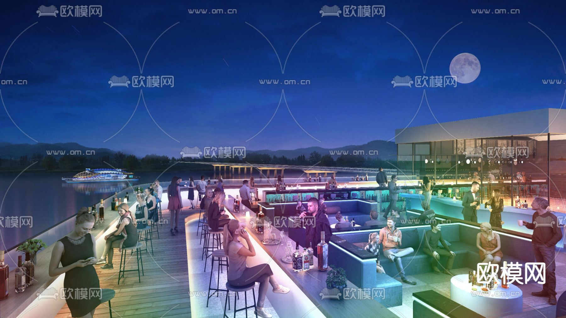 户外酒吧psd下载