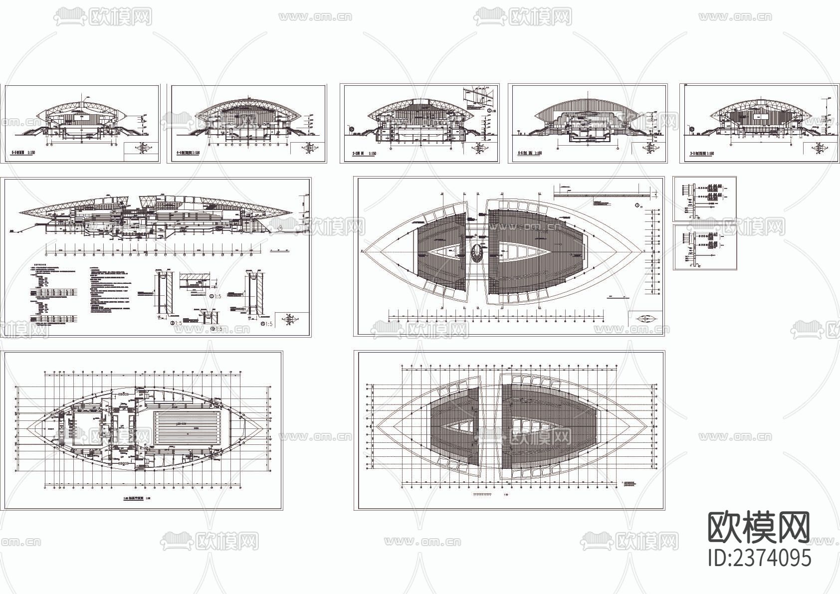 体育中心游泳馆CAD施工图下载（渲染图3）