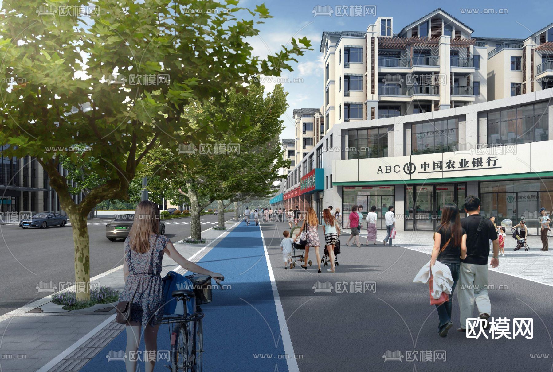 商业街 街道psd下载