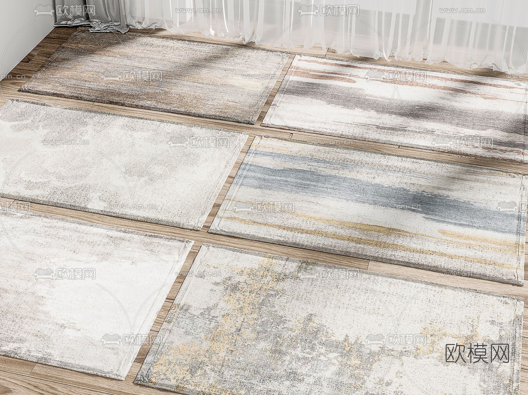 新中式地毯3d模型下载