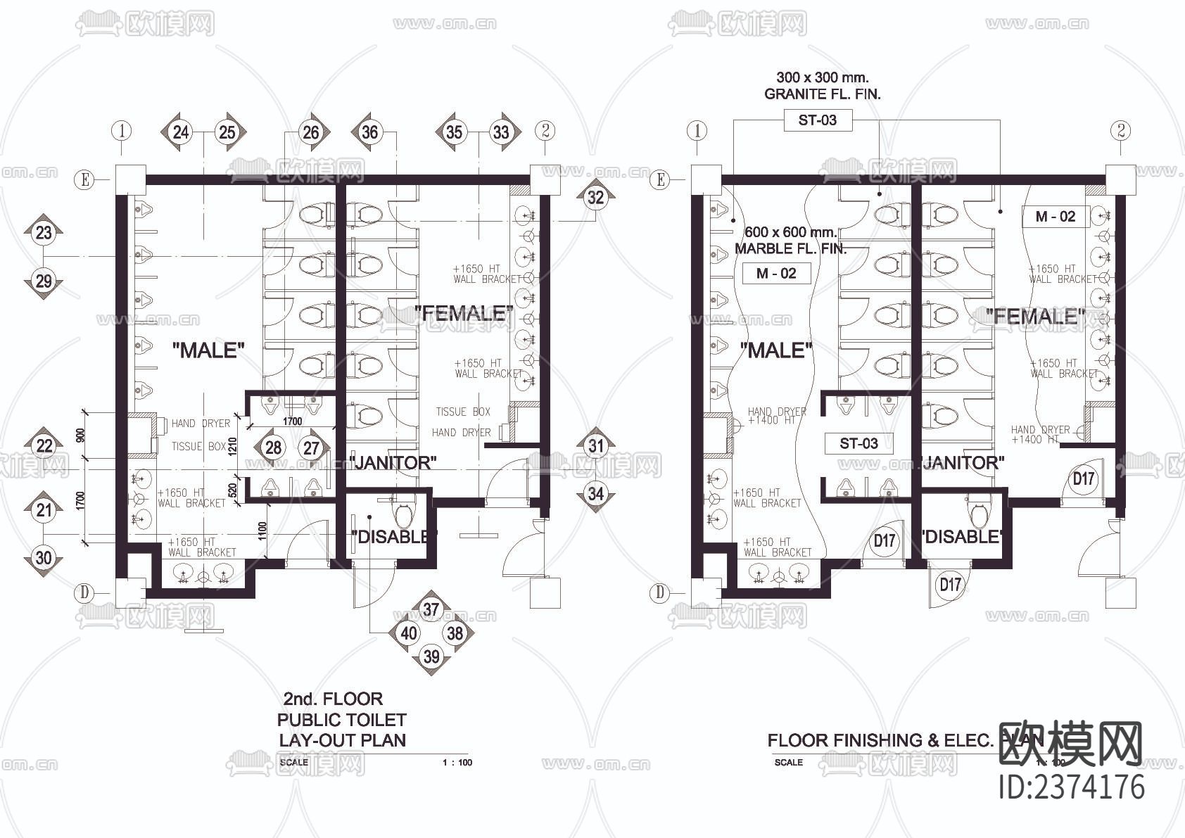 卫生间装修CAD施工图下载（渲染图2）