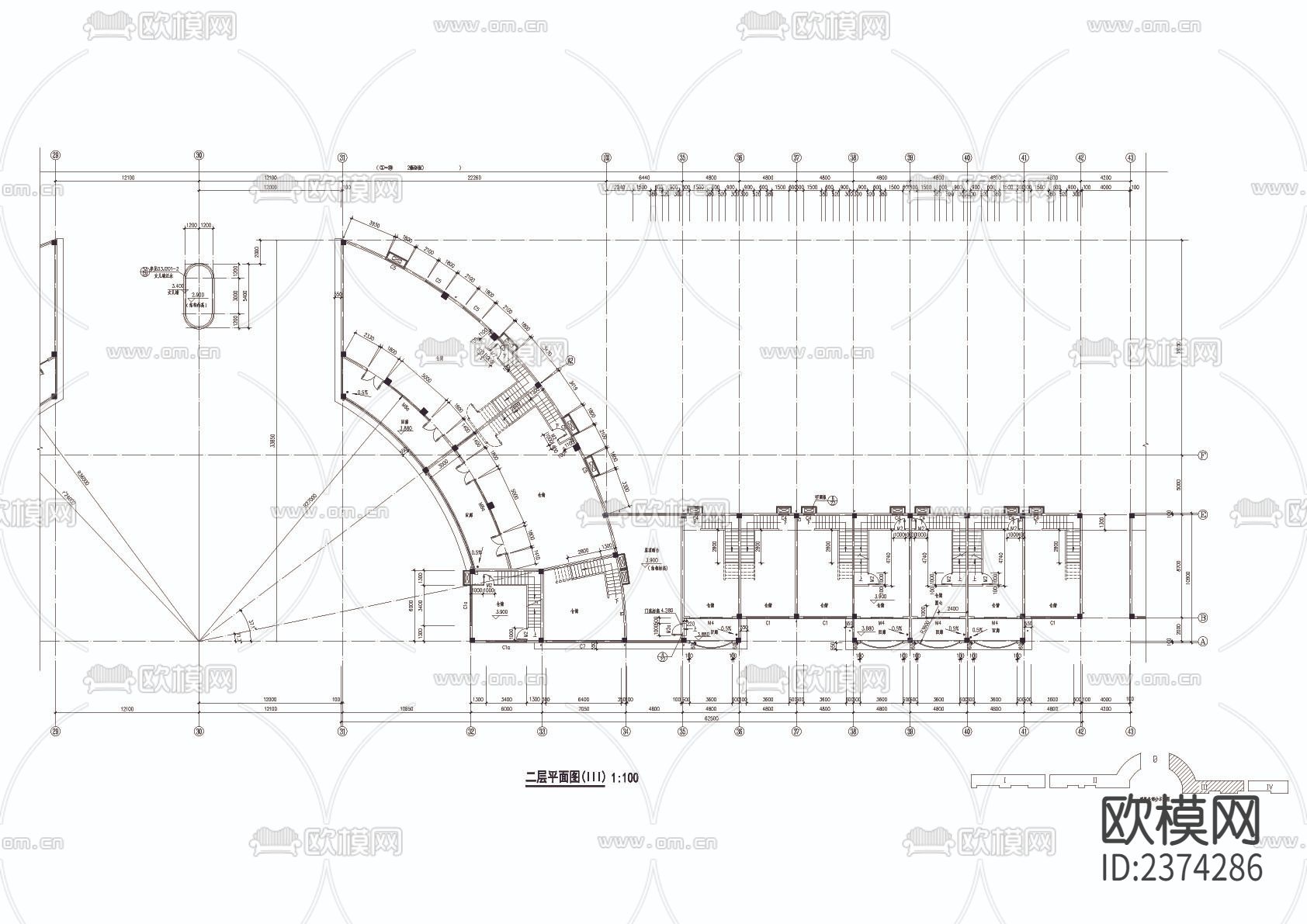 临街商铺CAD施工图下载（渲染图2）