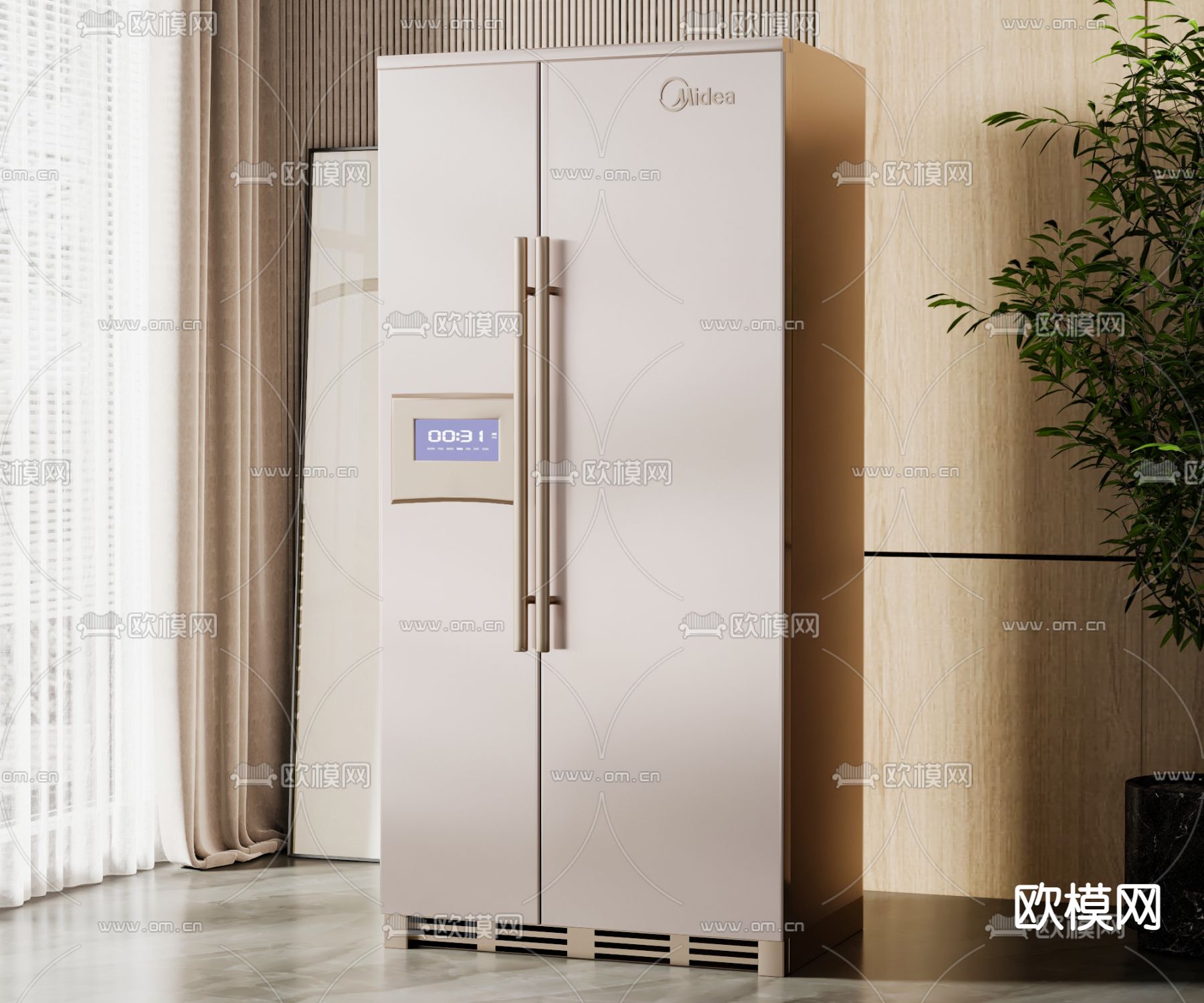 现代电冰箱3d模型下载