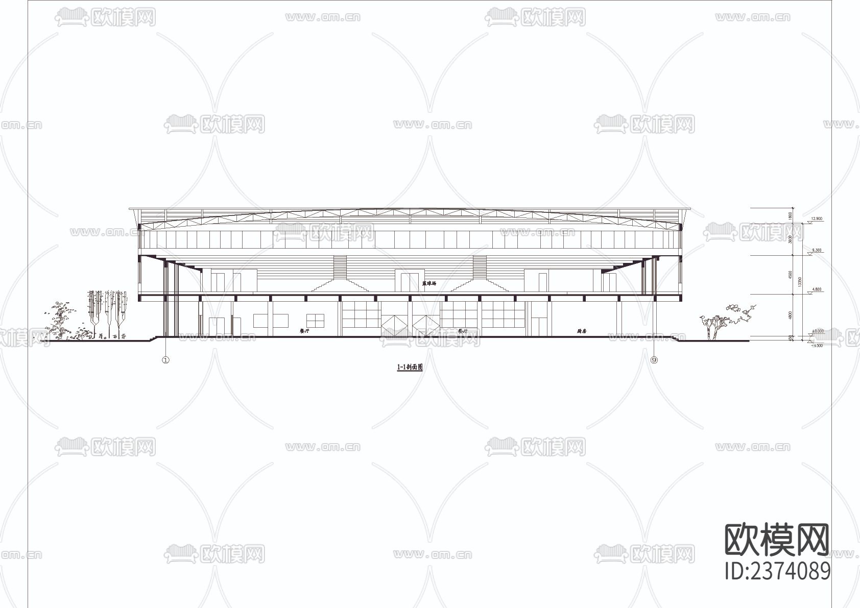 体育馆方案CAD施工图下载（渲染图3）