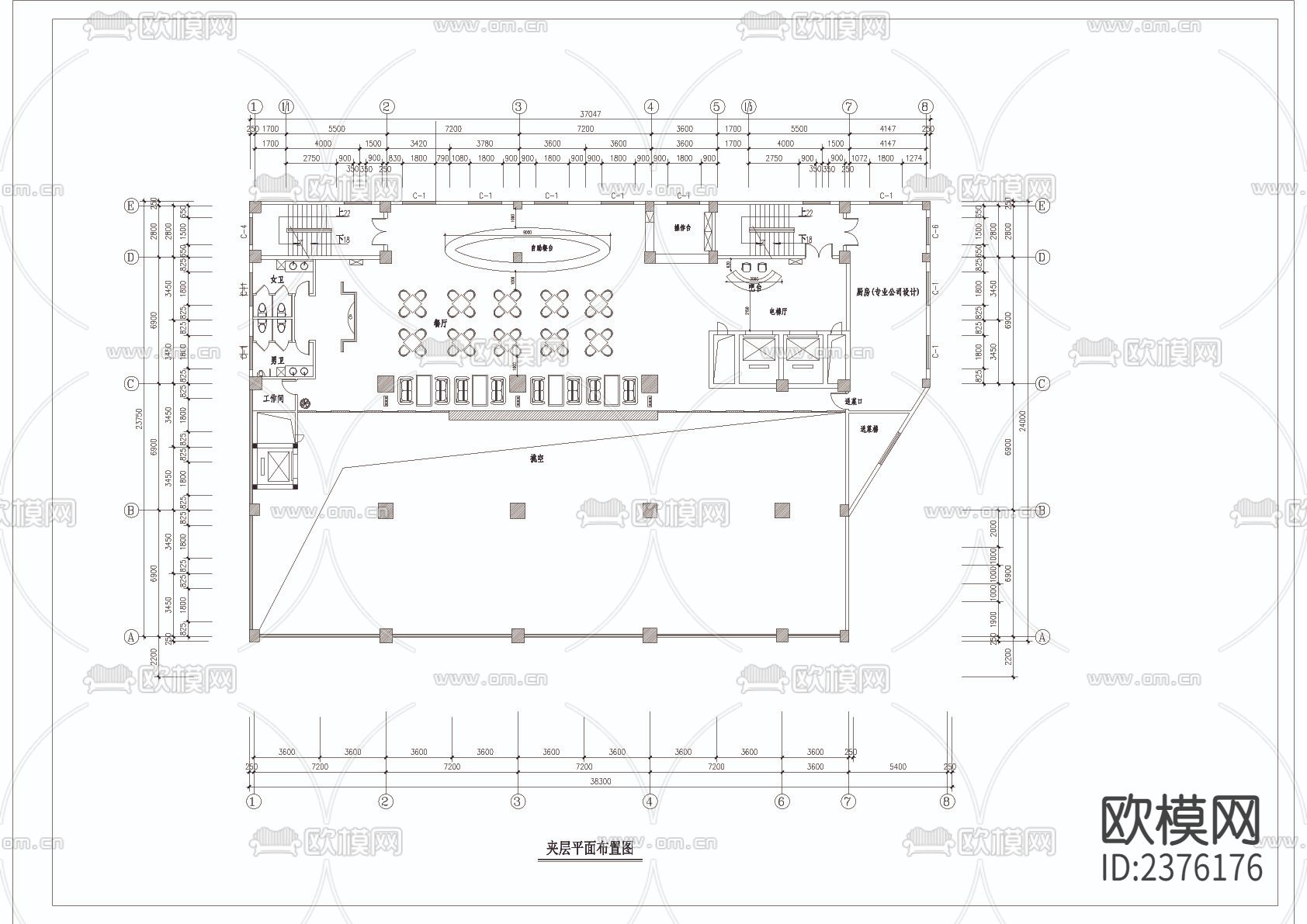 酒店cad施工图下载（渲染图2）