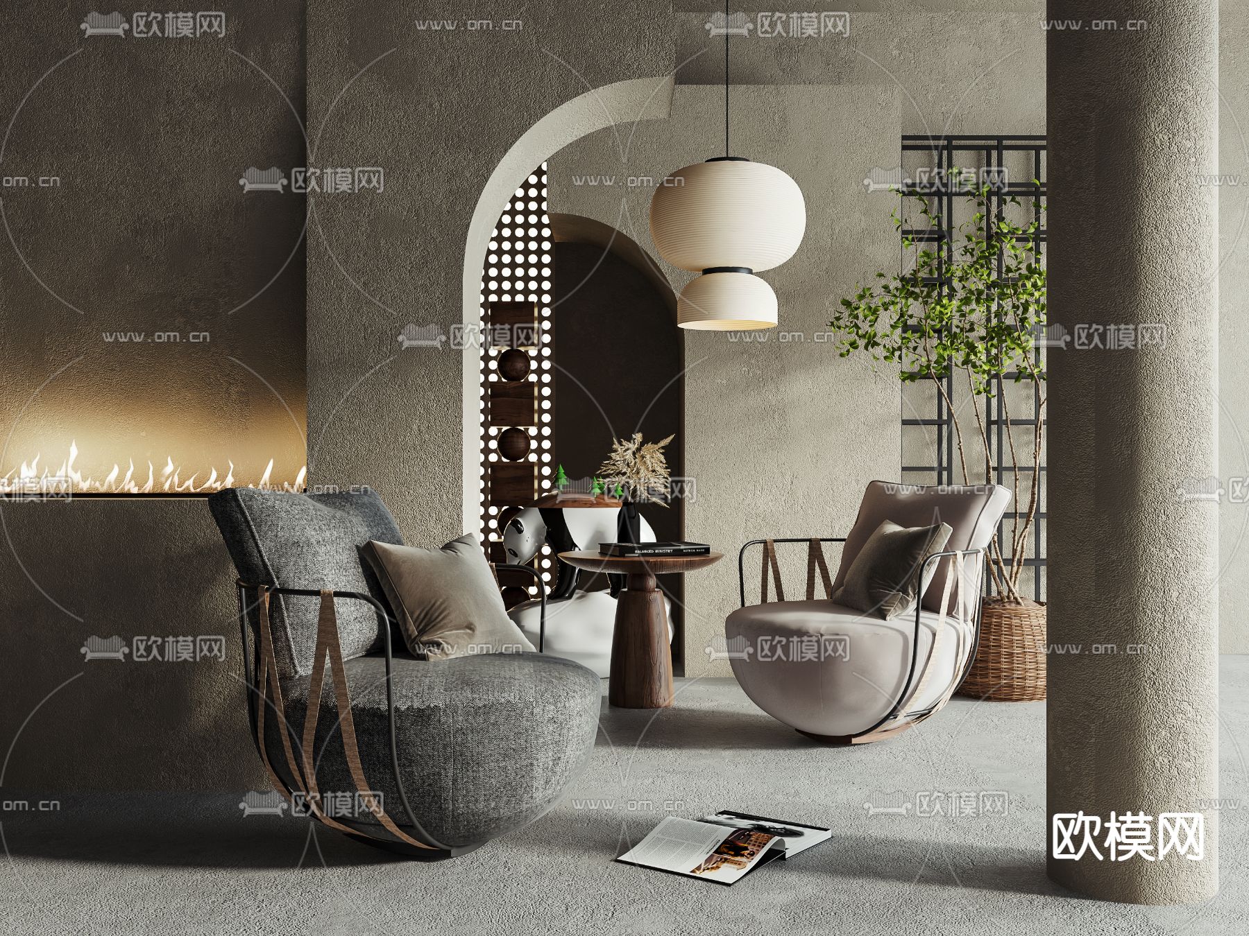 侘寂休闲沙发3d模型下载