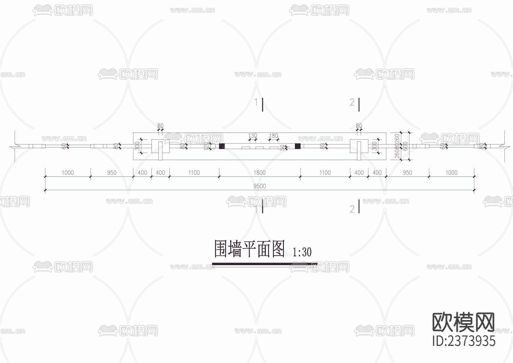 墙栏景观CAD节点大样下载（渲染图2）