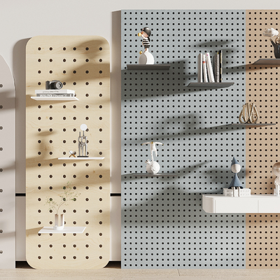  北欧风洞洞板 置物架su模型 