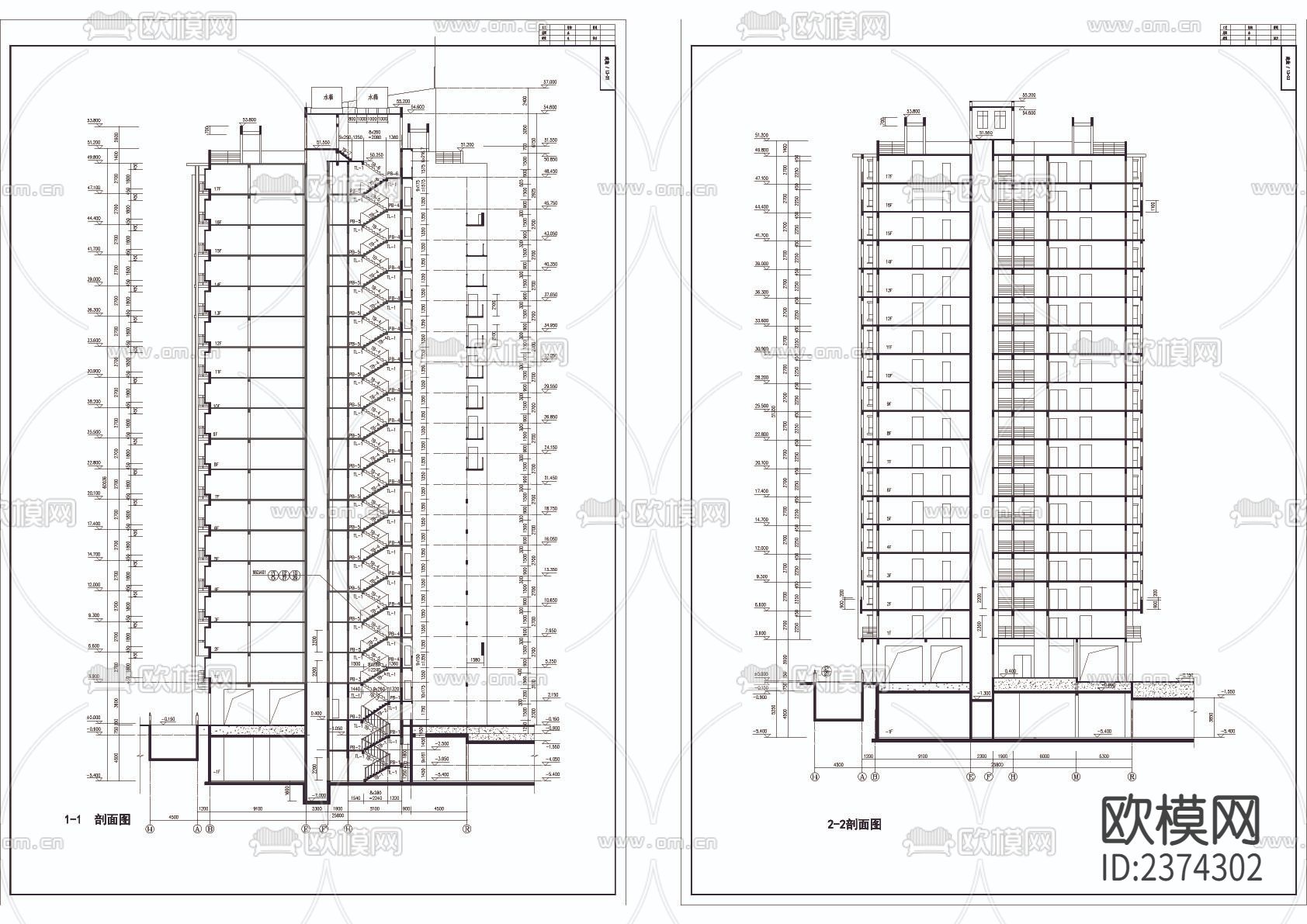 某小区高层住宅楼CAD施工图下载（渲染图6）