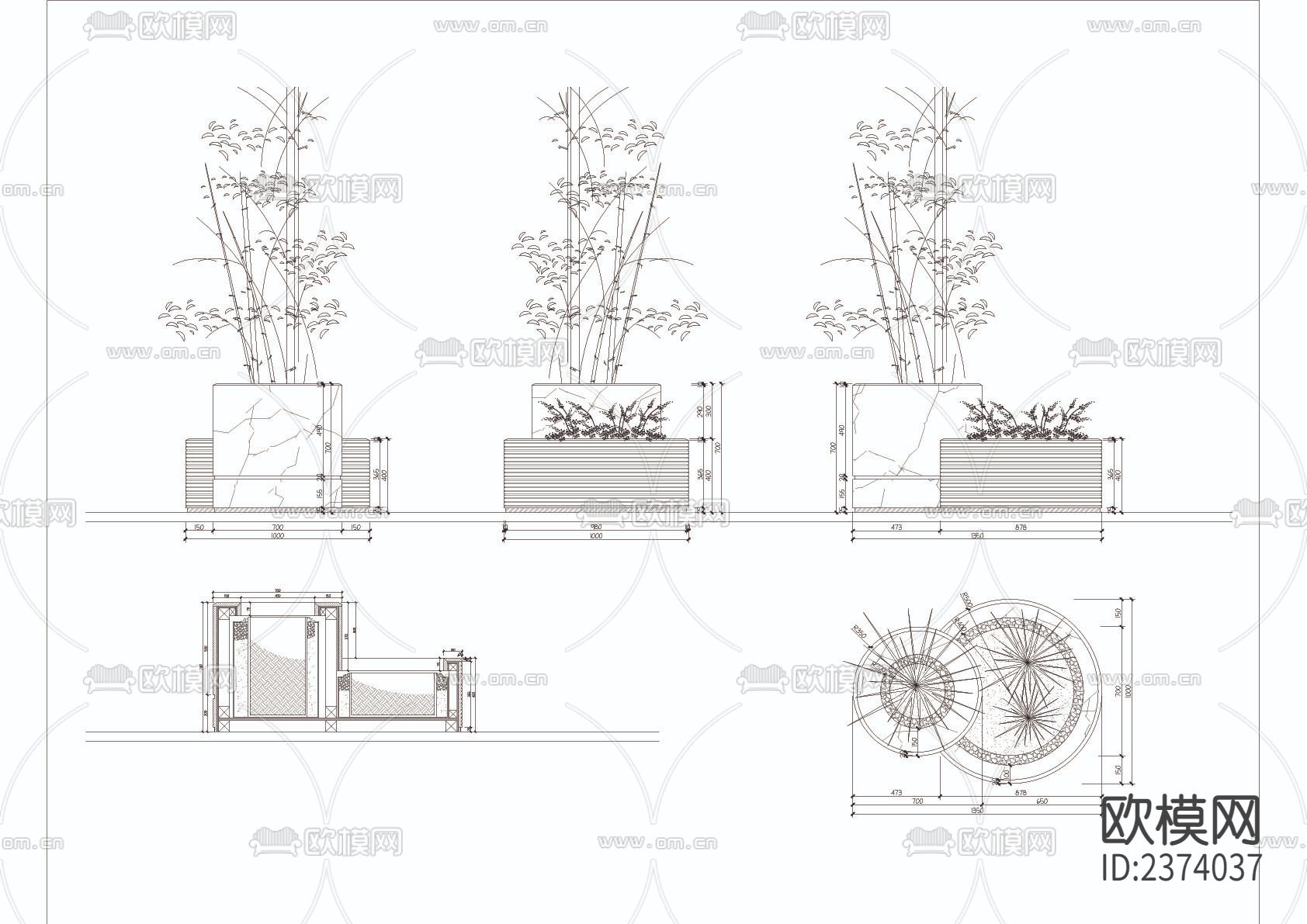 室内盆栽CAD图库下载（渲染图3）