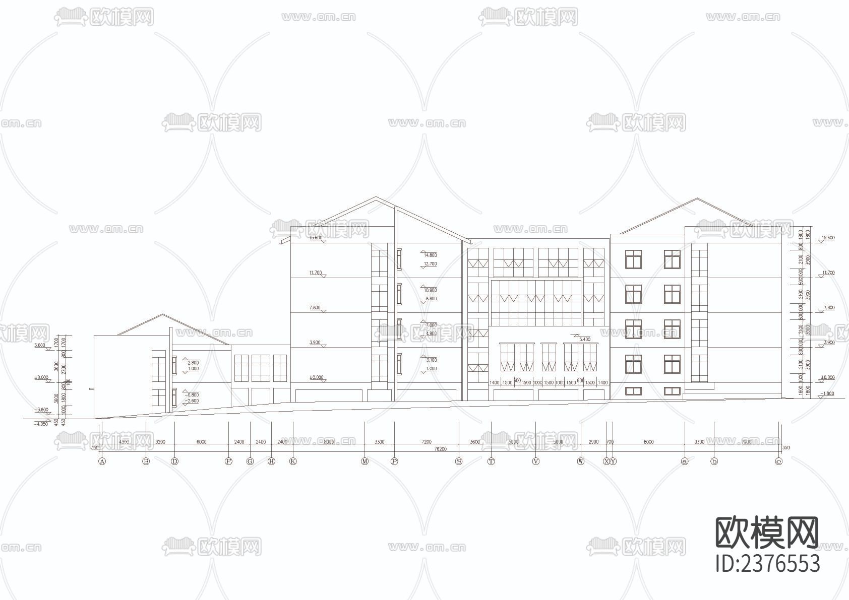 教学楼专项建筑CAD施工图下载（渲染图3）