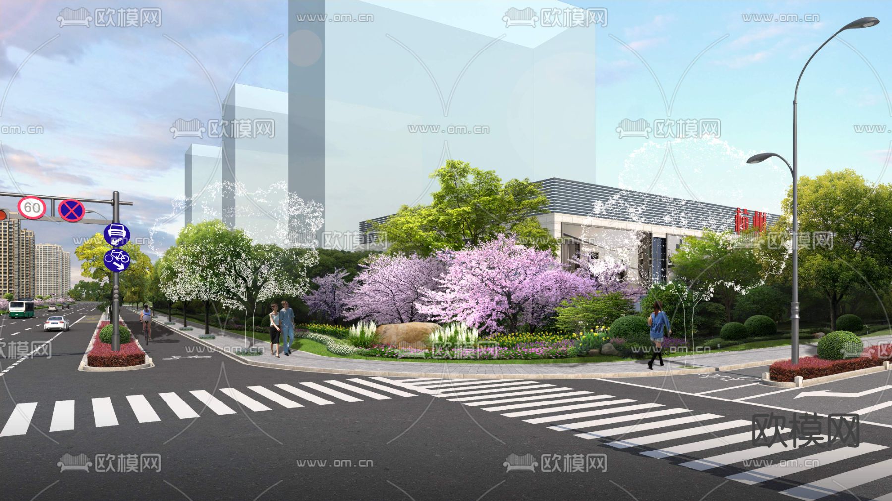 十字路口 公路景观psd下载