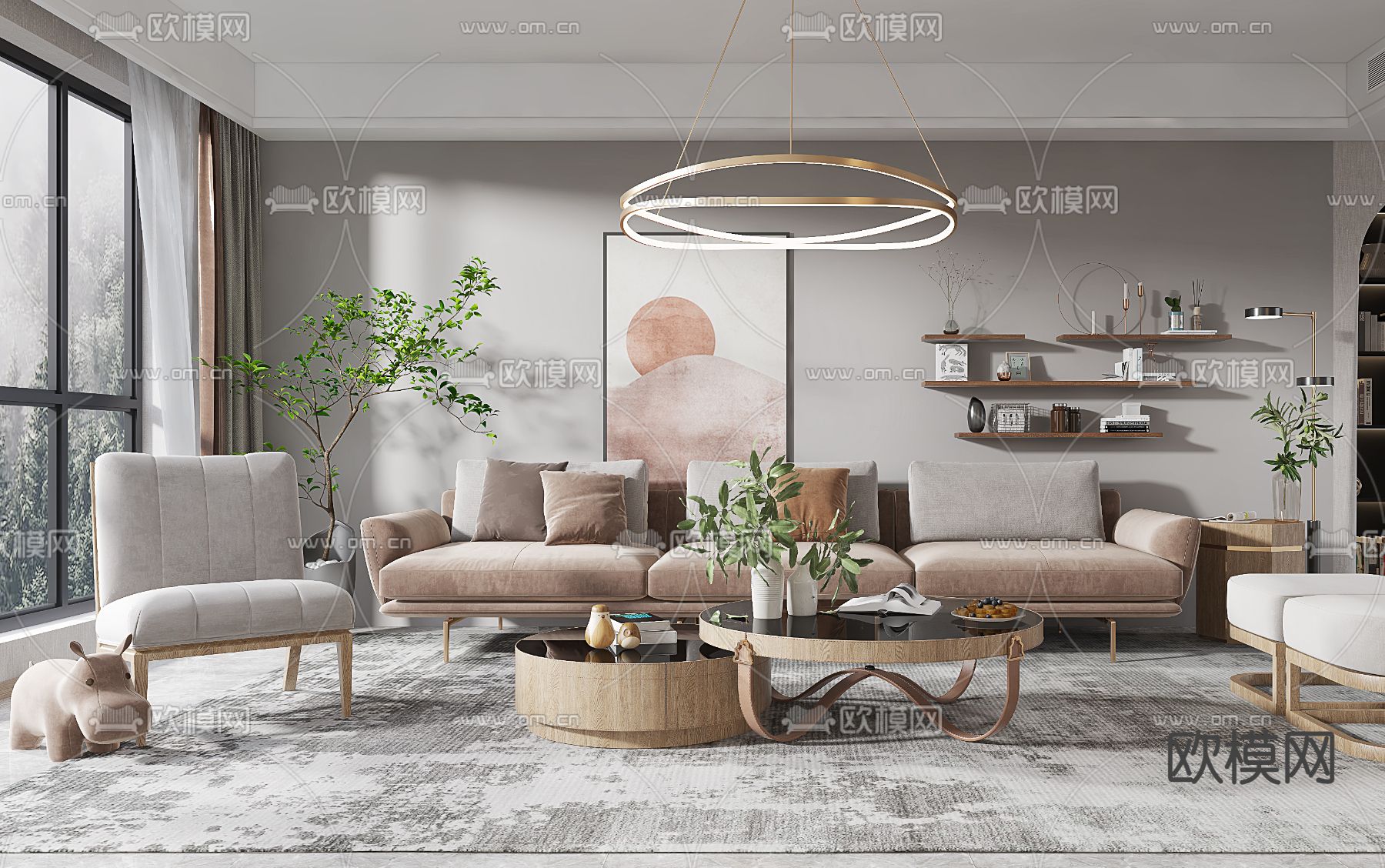 现代客厅3d模型下载（渲染图3）