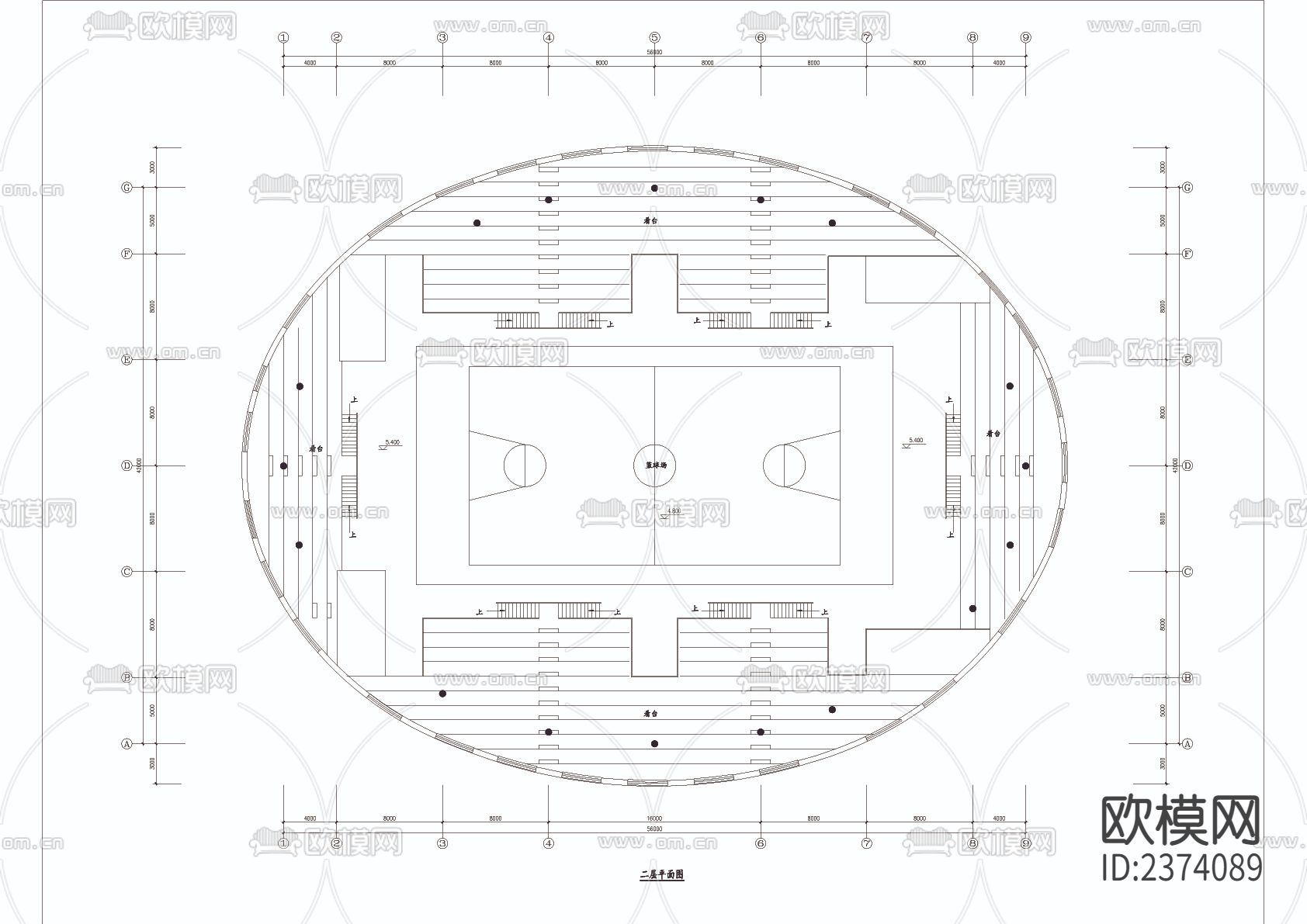 体育馆方案CAD施工图下载（渲染图5）