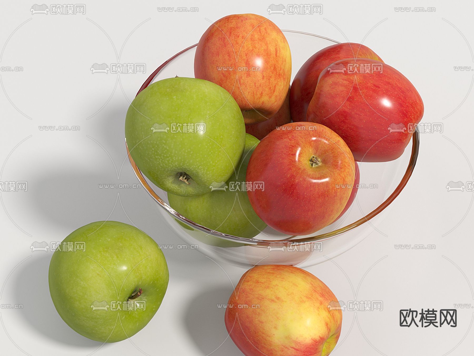 现代苹果 水果 果盘su模型下载（渲染图1）