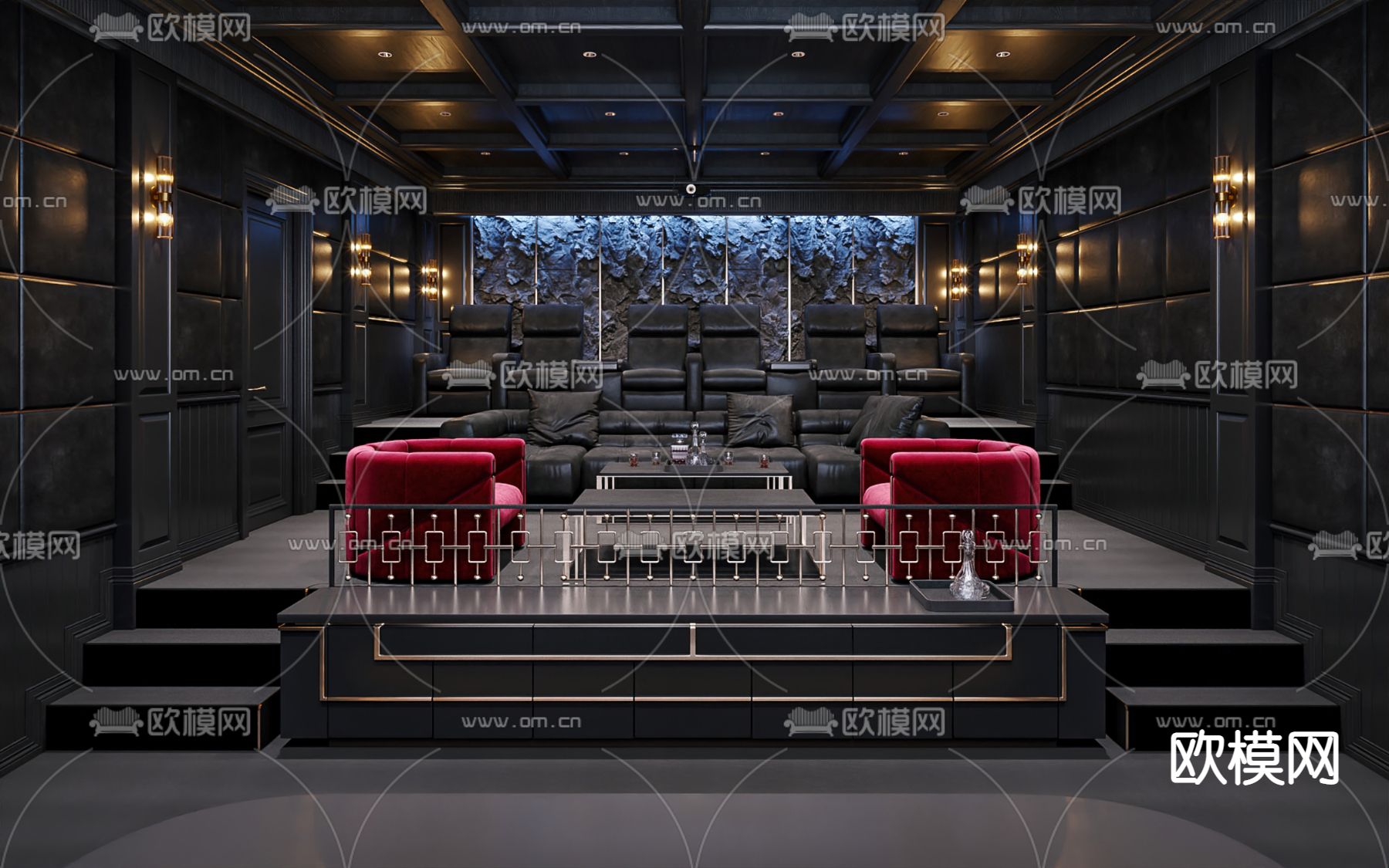 影音室 视听室 家庭影院3d模型下载_ID12203981_3dmax免费模型-欧模网