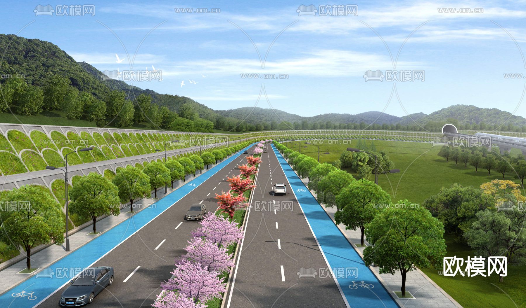 公路道路景观psd下载