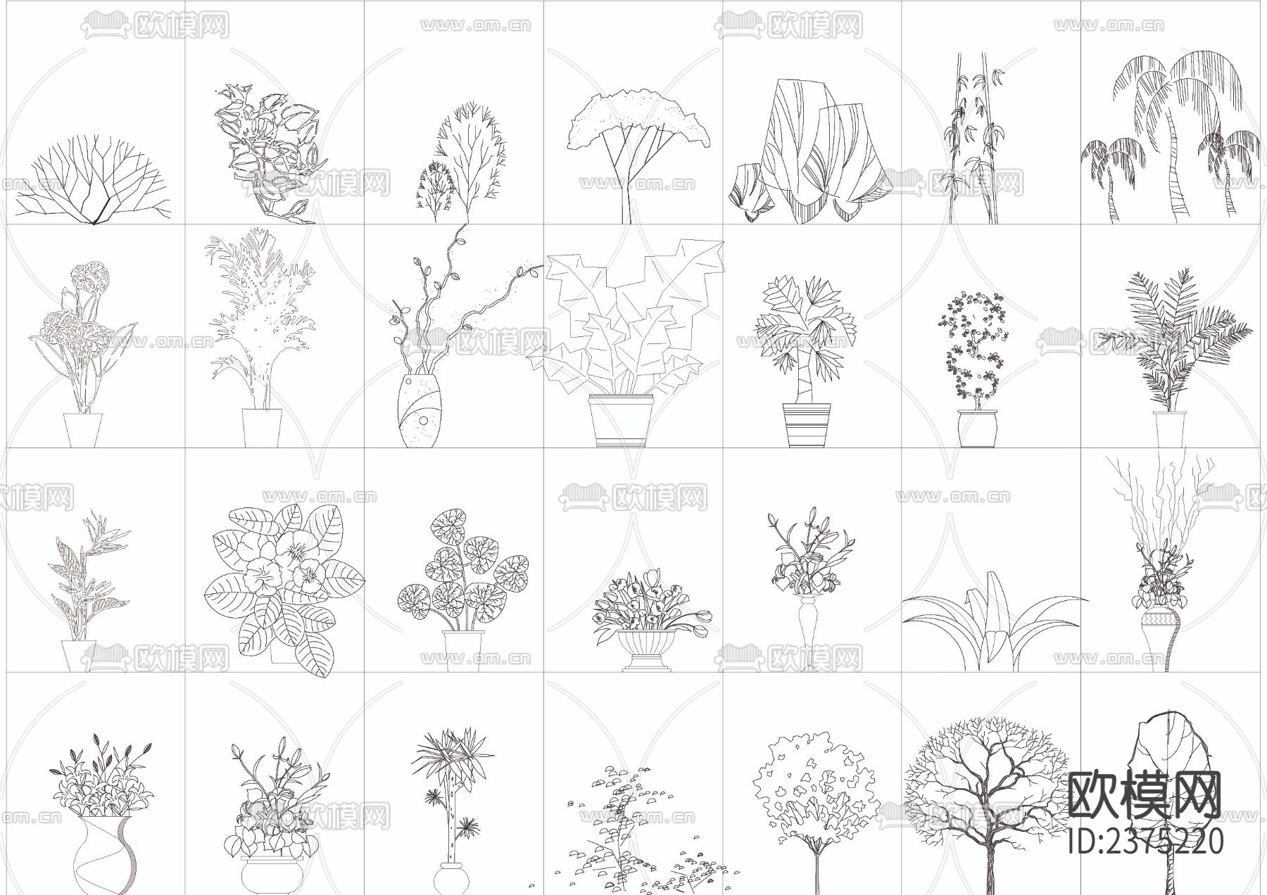 园林树CAD图库下载（渲染图2）