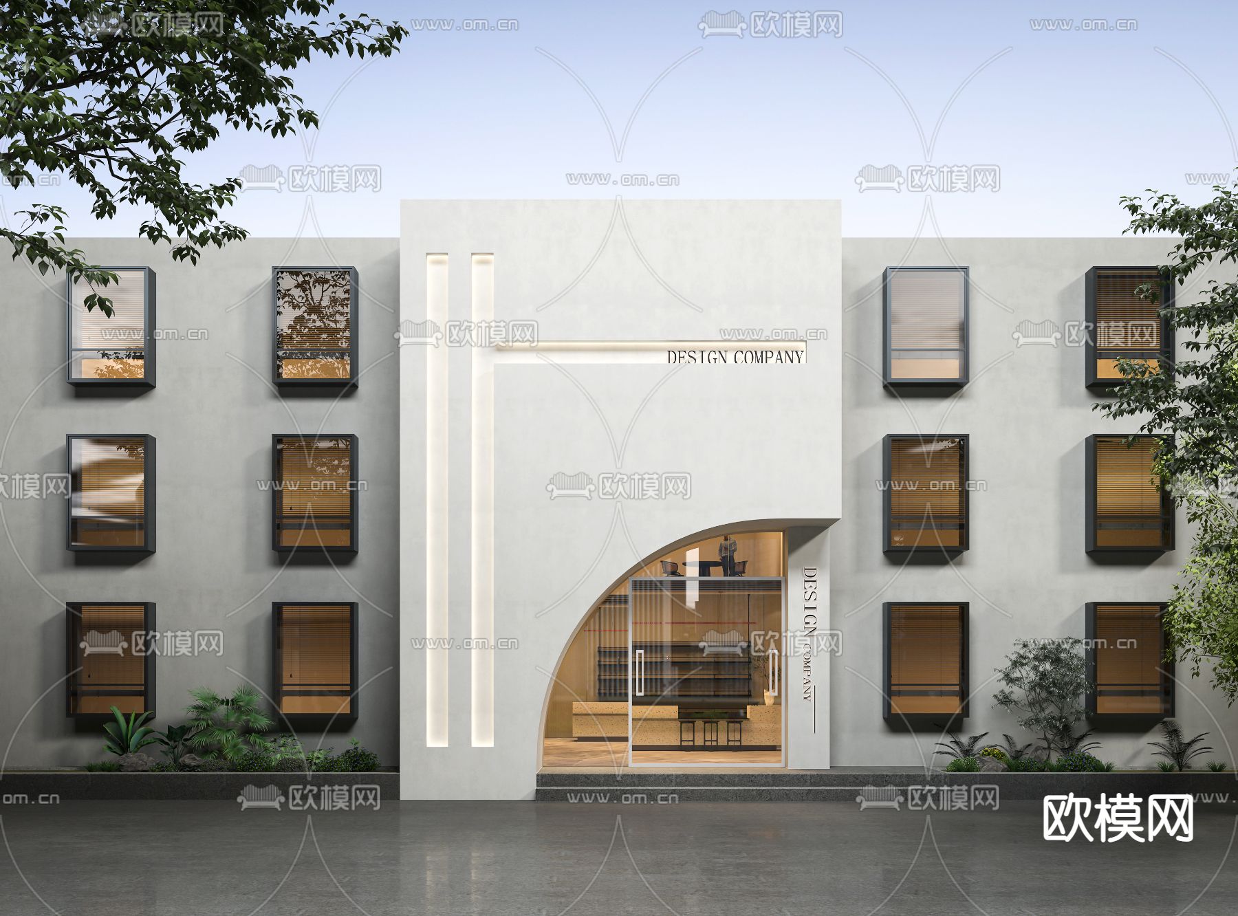 现代店铺门面门头su模型下载（渲染图1）