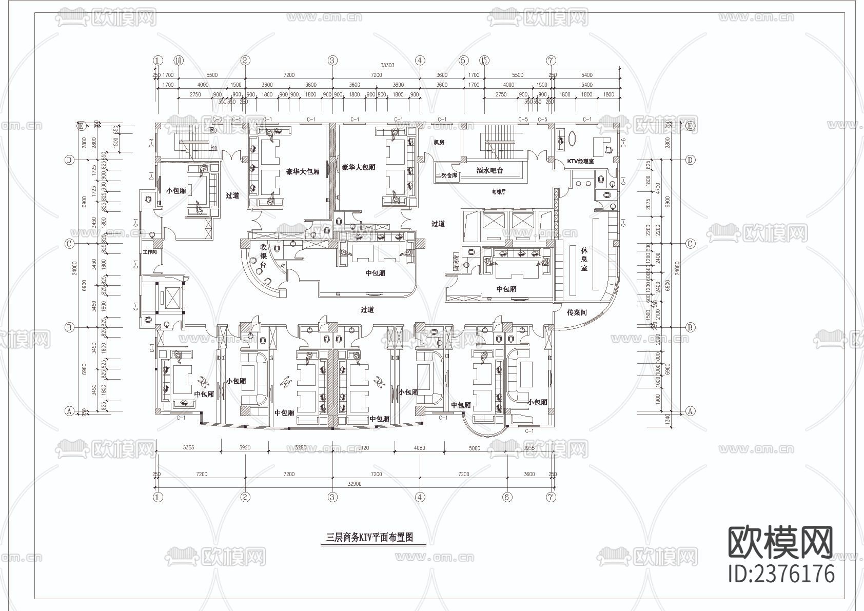酒店cad施工图下载（渲染图5）