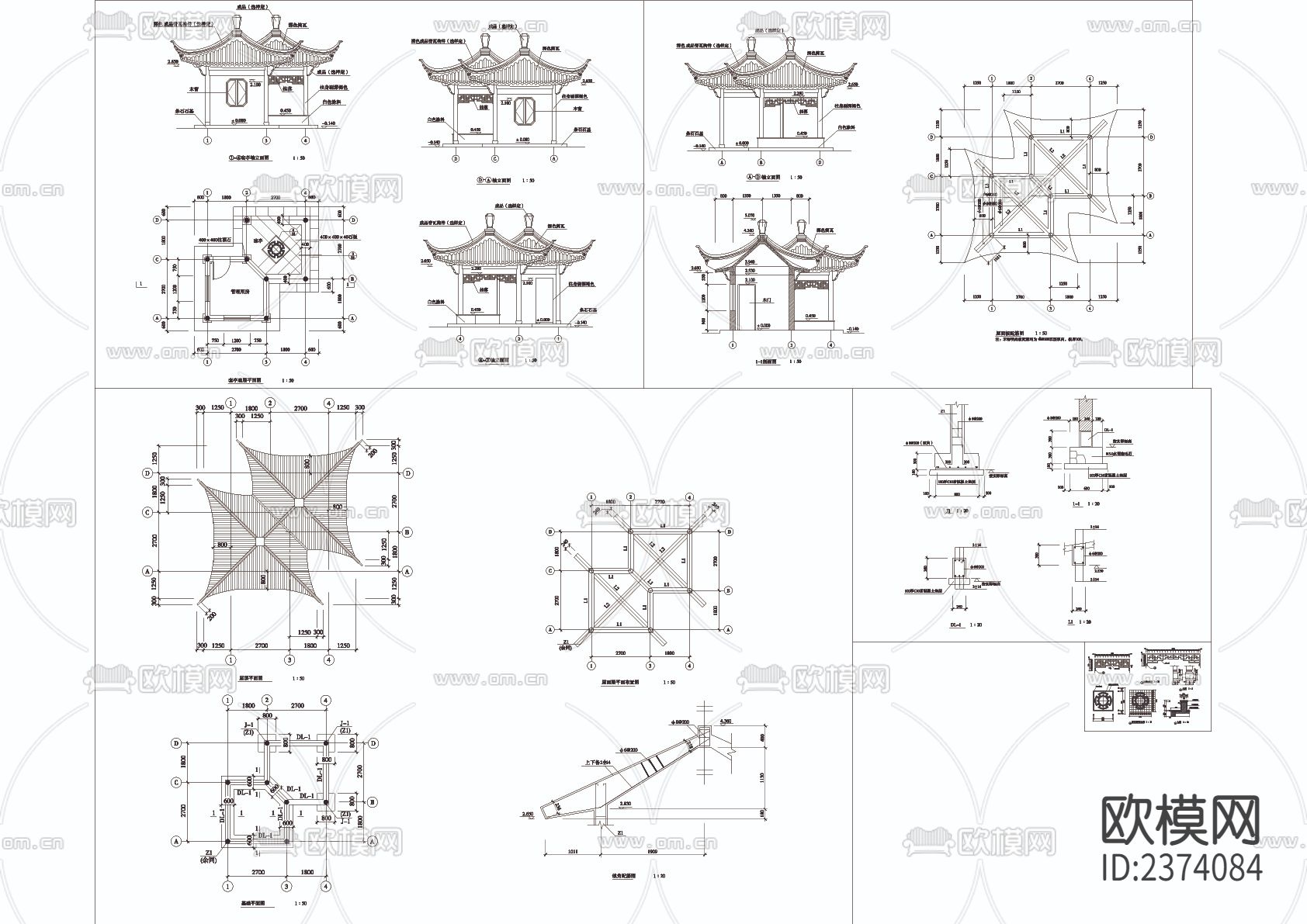 套亭古建筑完整CAD节点大样下载（渲染图1）