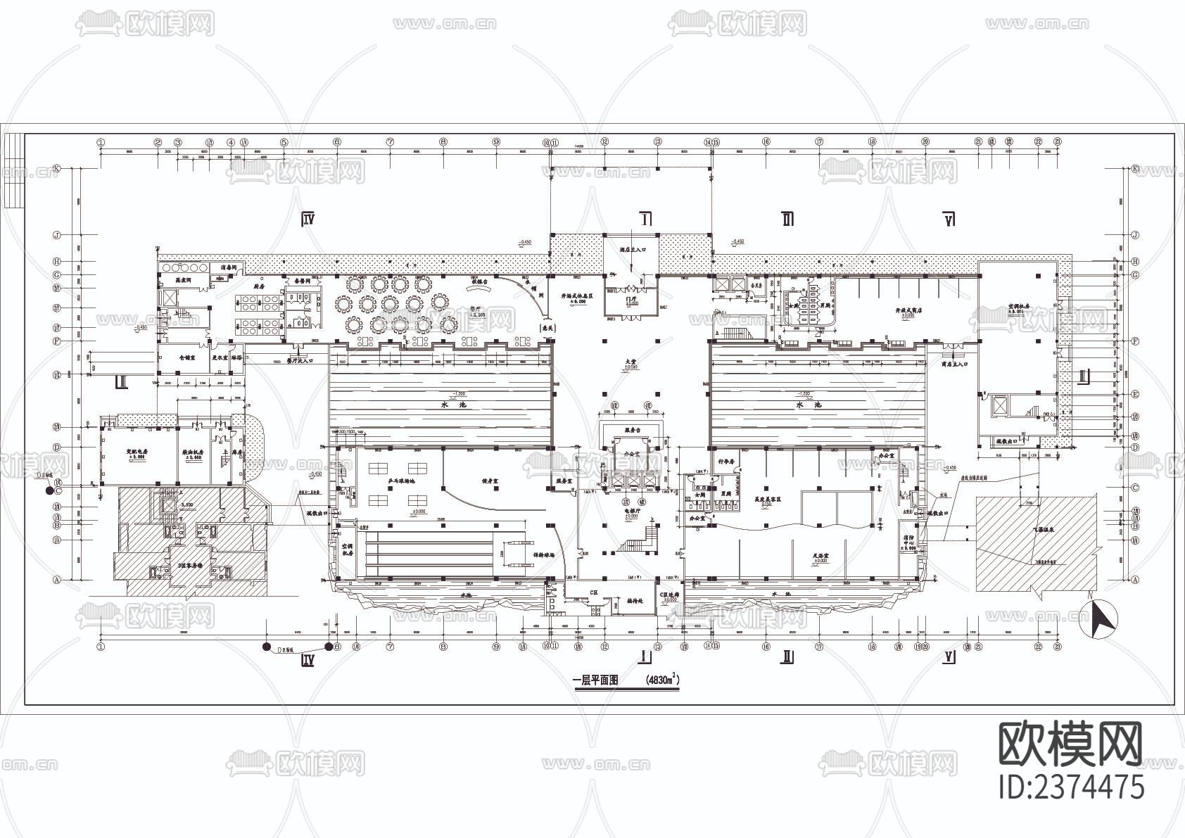 宾馆CAD施工图下载（渲染图2）