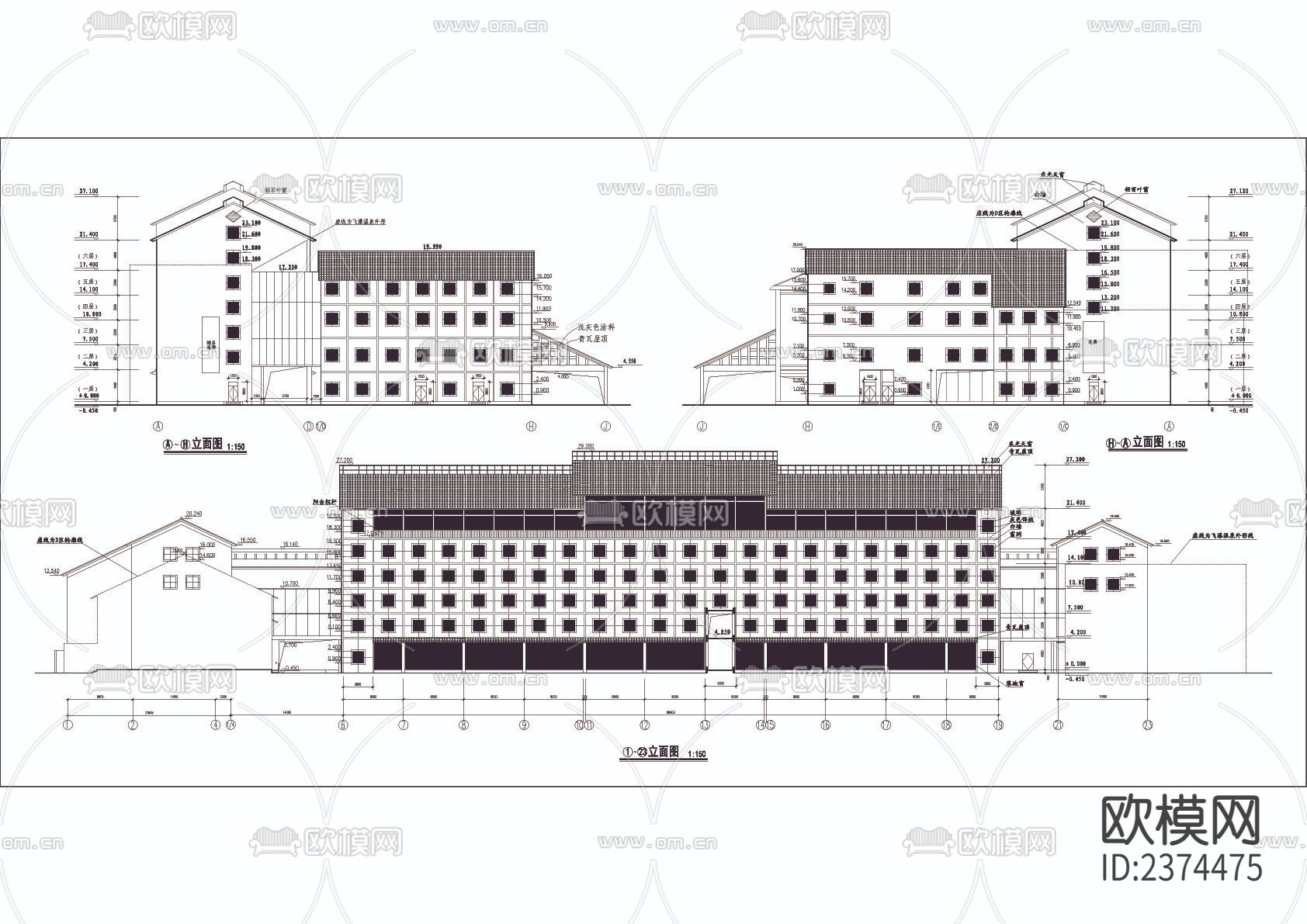 宾馆CAD施工图下载（渲染图3）