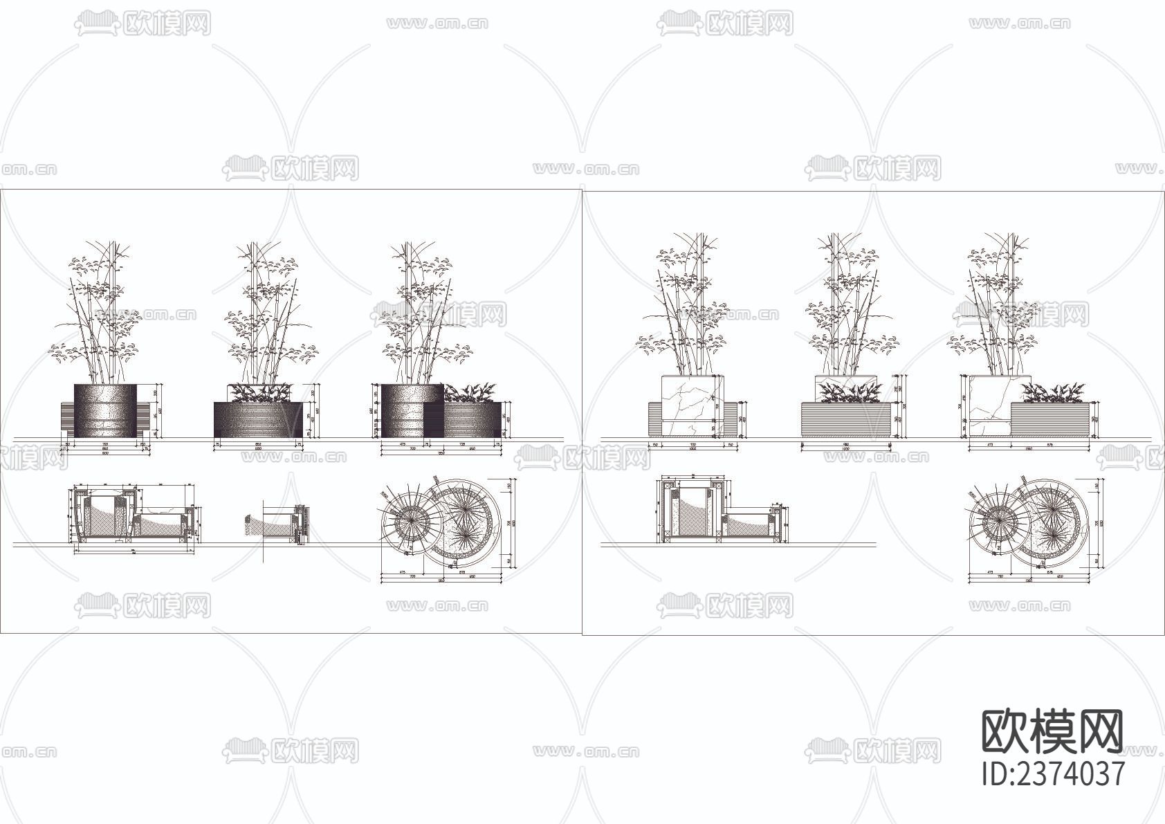 室内盆栽CAD图库下载（渲染图1）
