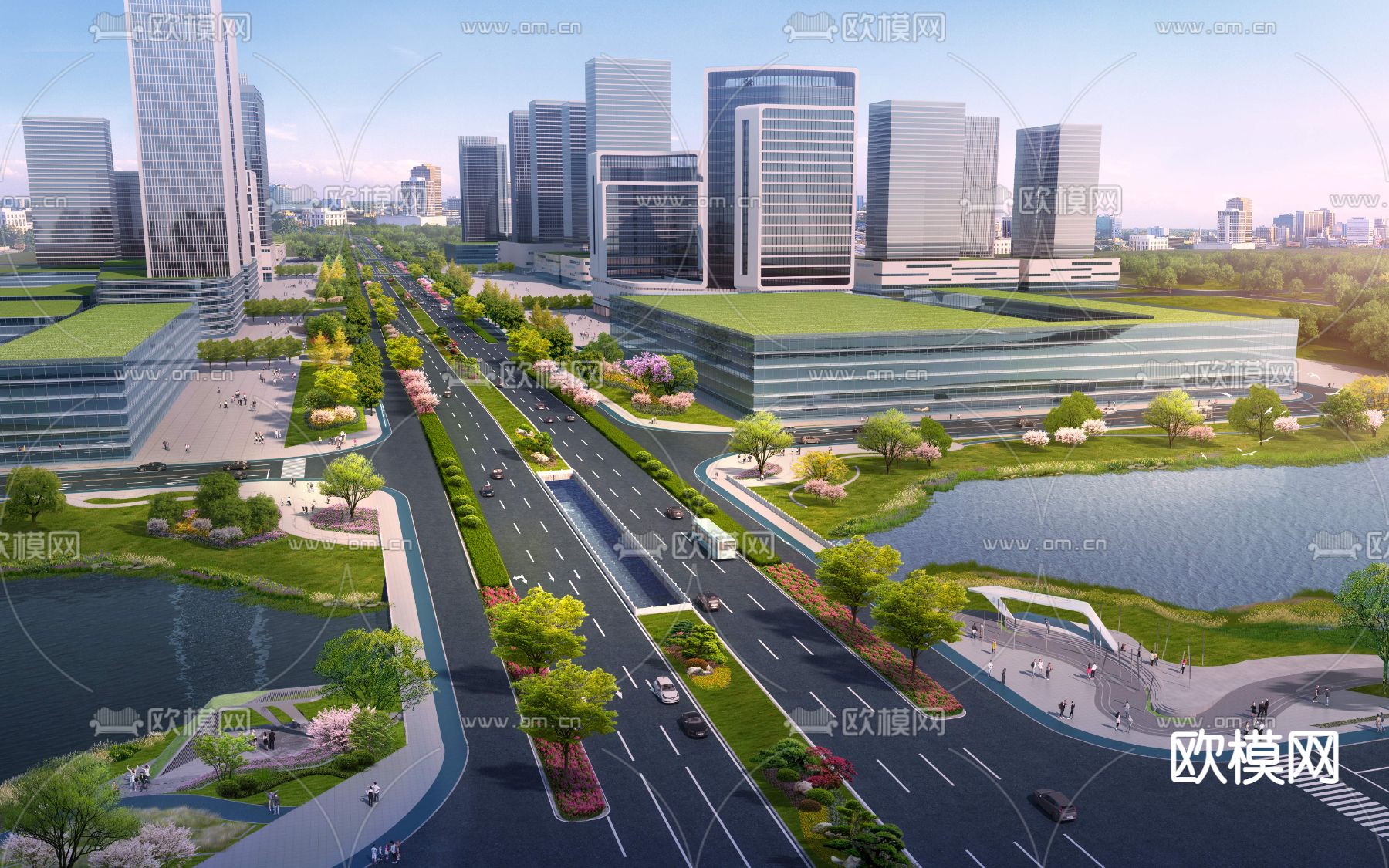 城市道路 公路鸟瞰psd下载