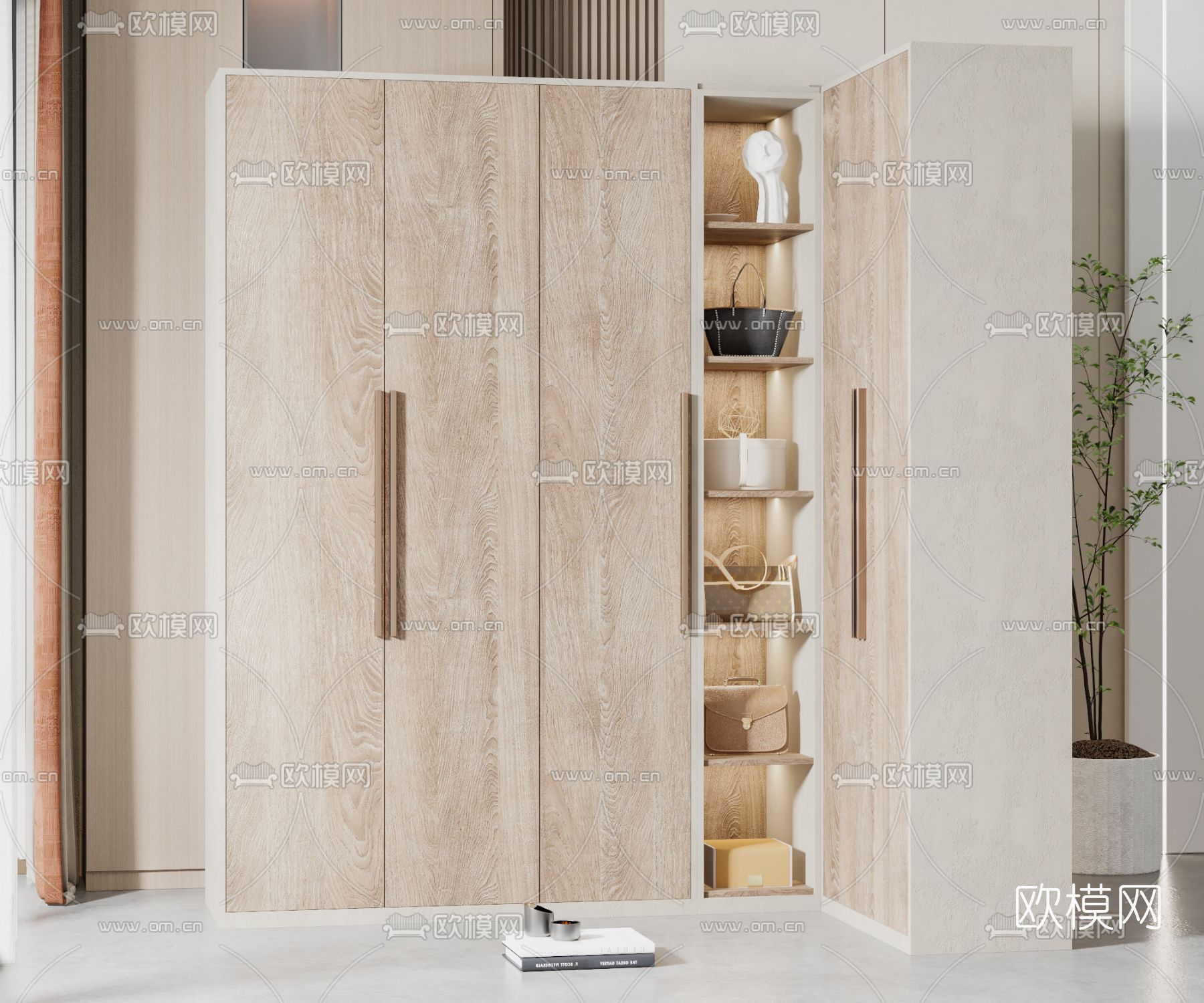 现代转角衣柜3d模型下载