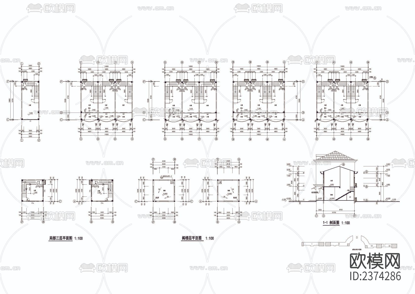 临街商铺CAD施工图下载（渲染图5）