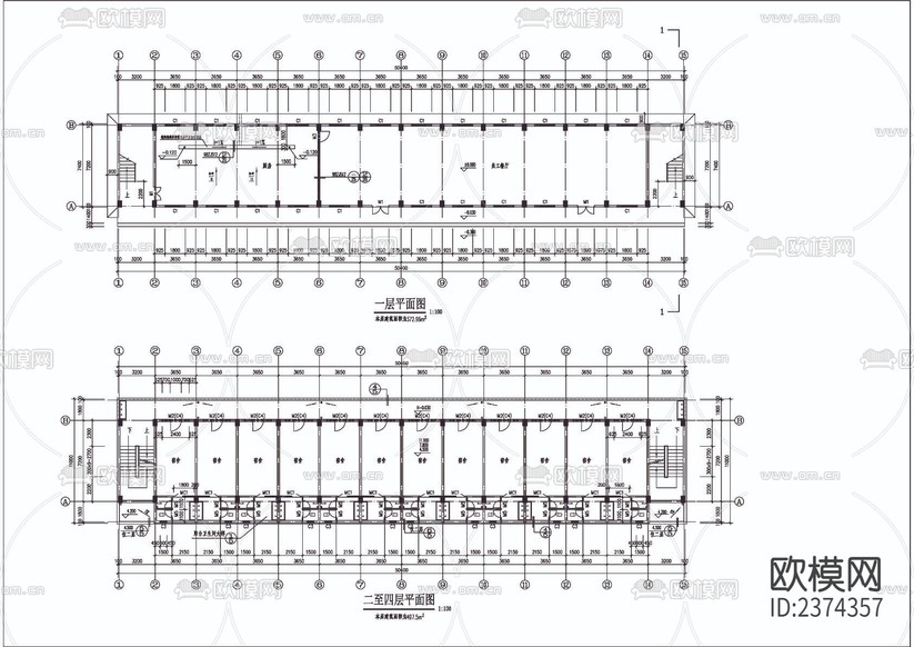 某宿舍建筑CAD施工圖下載(渲染圖2)