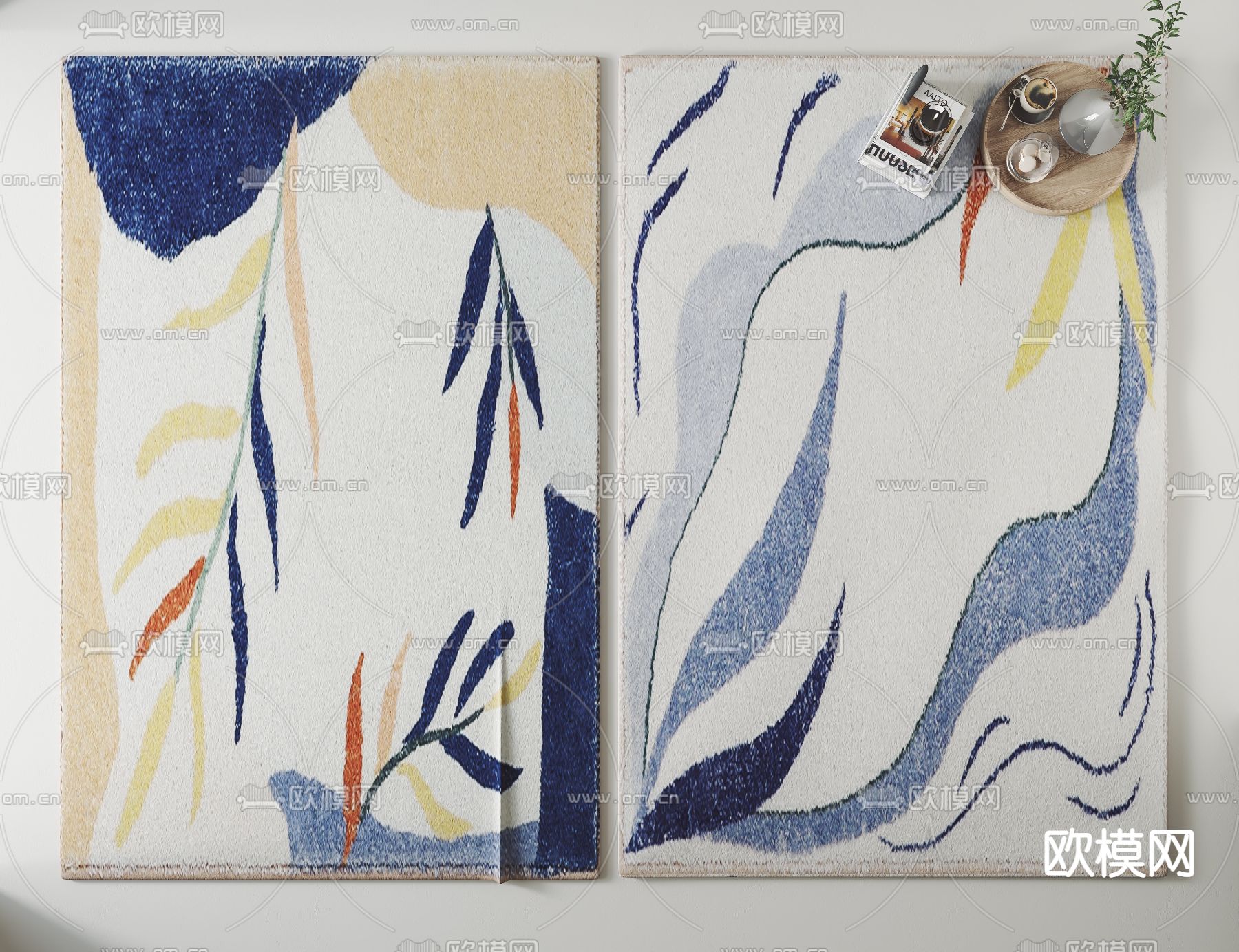 现代方形地毯3d模型下载