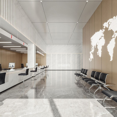  现代办事大厅su模型 