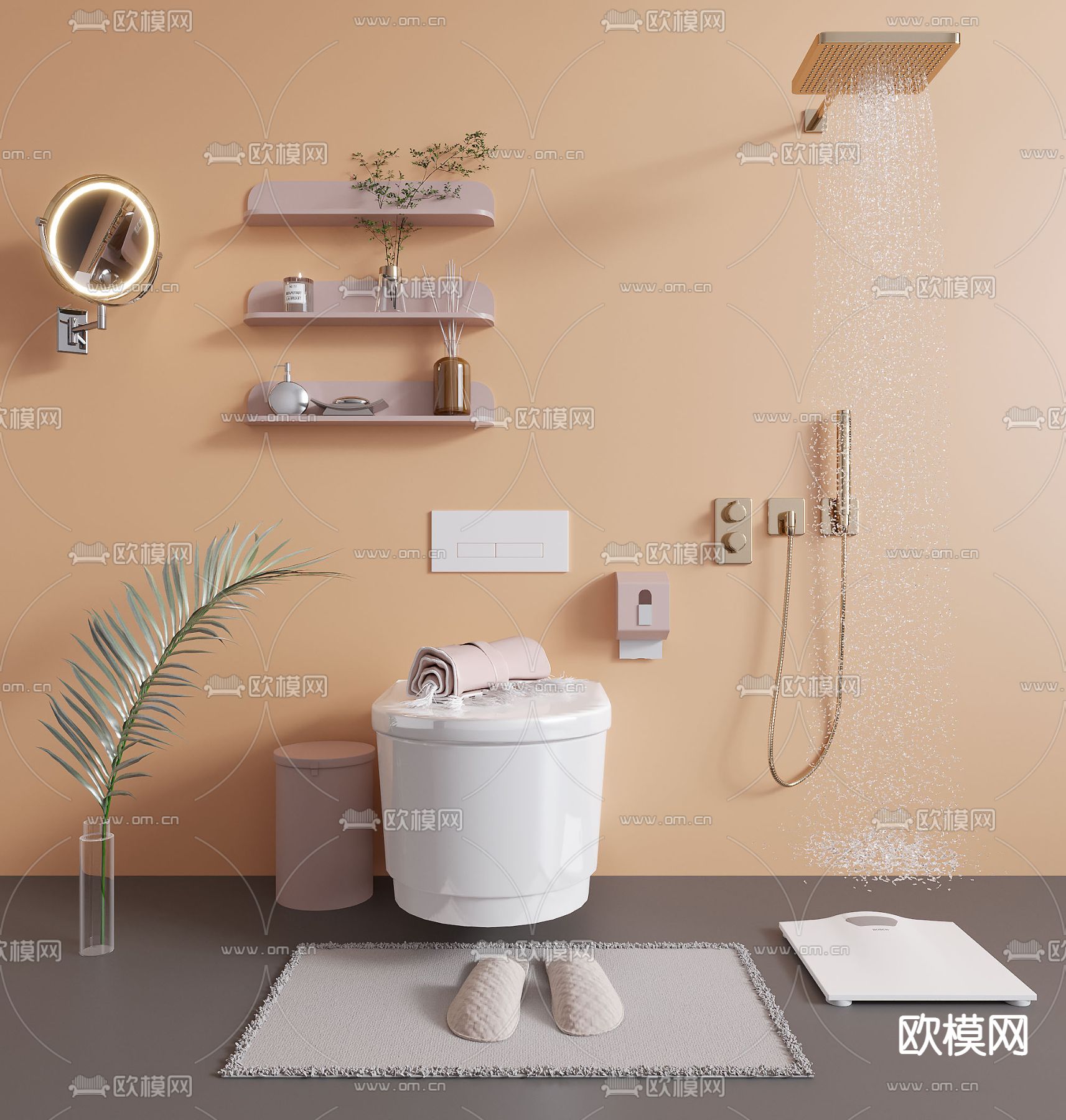 马桶 花洒 洗浴用品3d模型下载