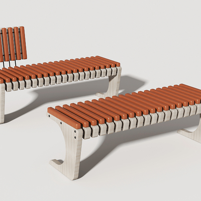  现代公共长椅 长凳su模型 