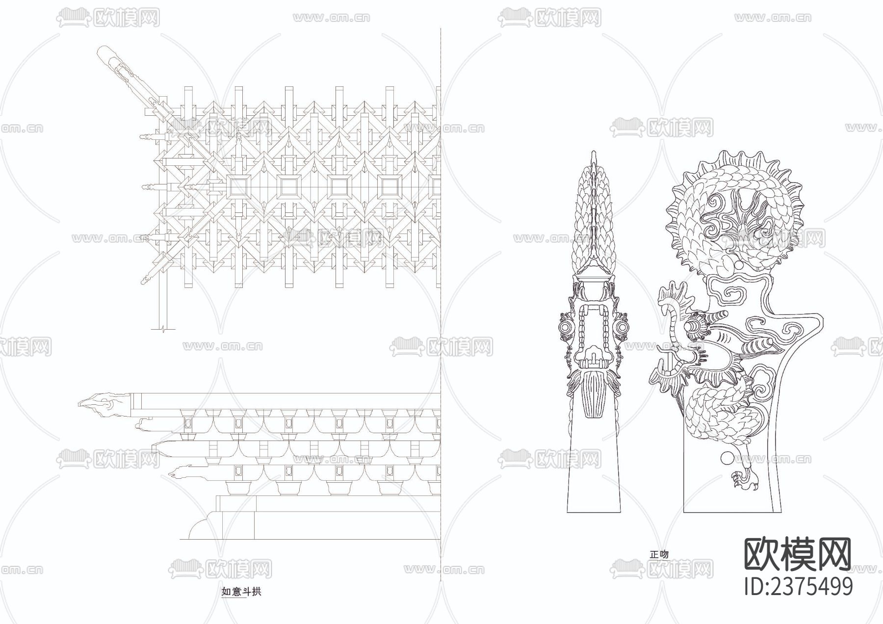 古建殿阁cad节点大样图下载（渲染图2）