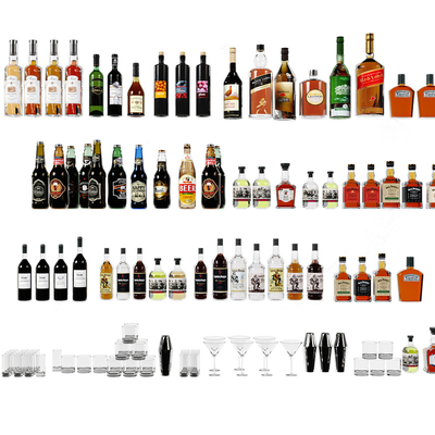  现代酒水 酒具su模型 