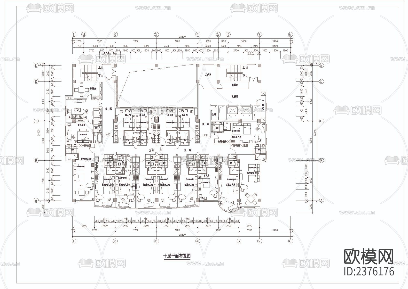酒店cad施工图下载（渲染图4）