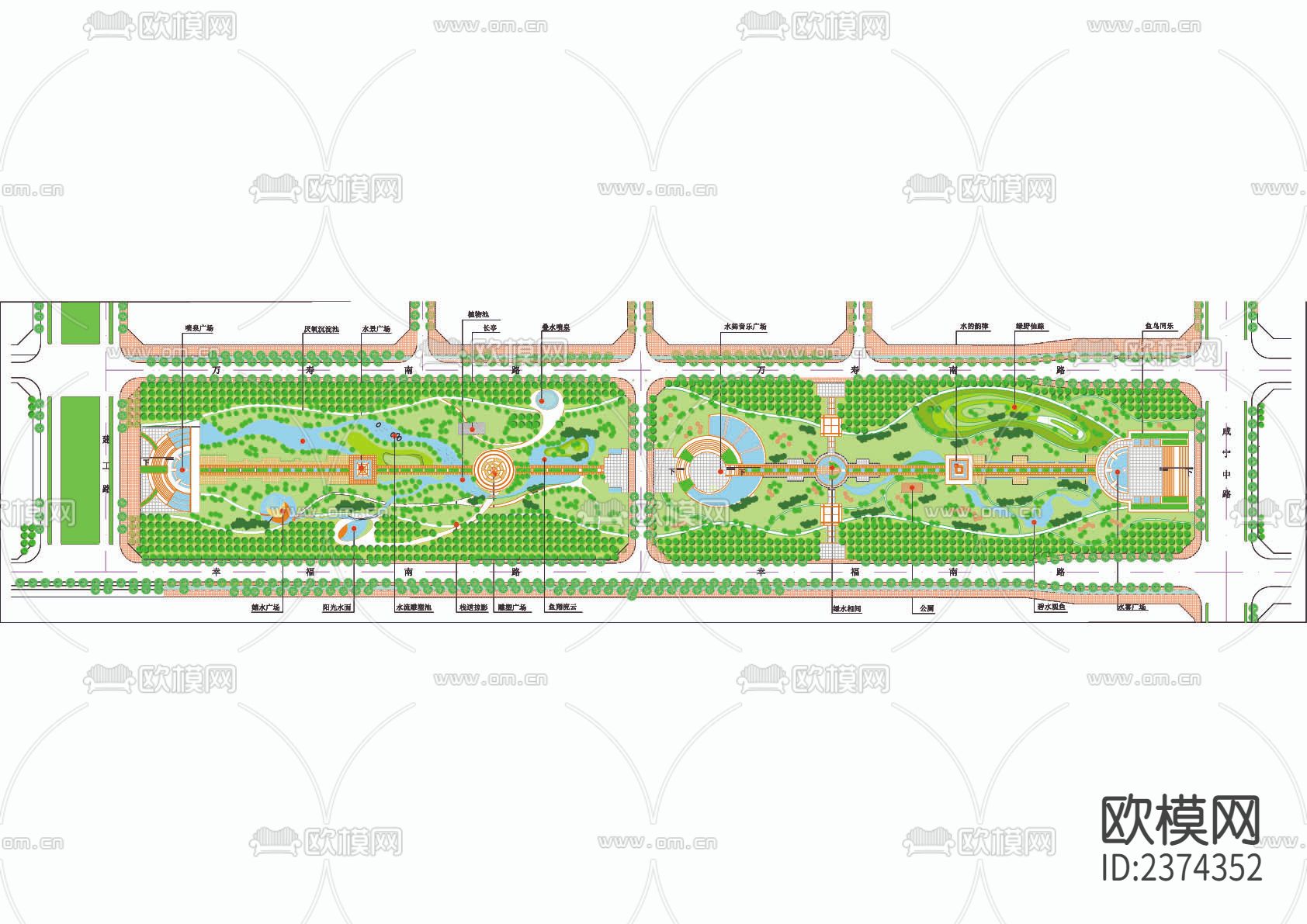 幸福林公园景观CAD施工图下载（渲染图1）