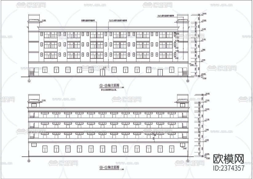 某宿舍建筑CAD施工圖下載(渲染圖5)