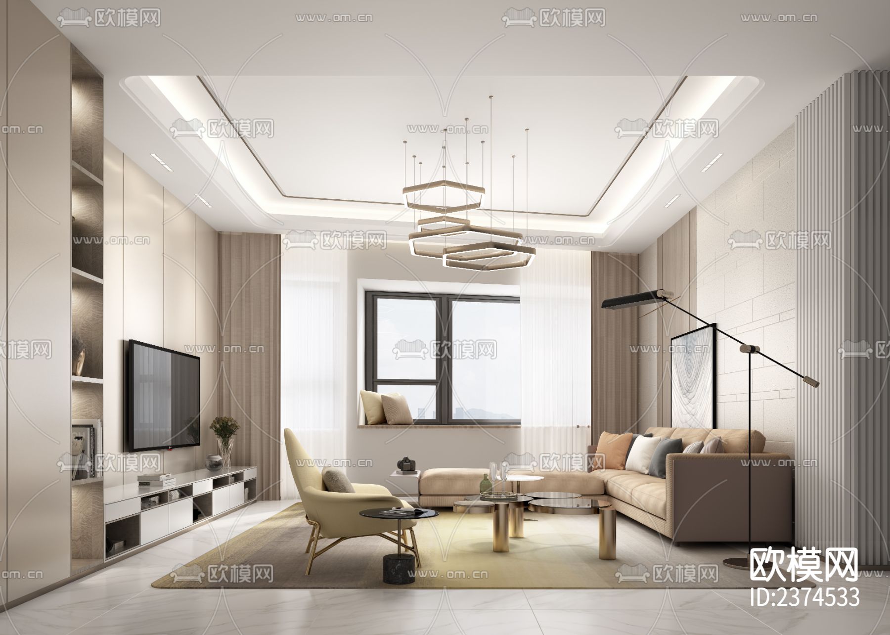 香港宝华轩样板房CAD施工图下载（渲染图1）