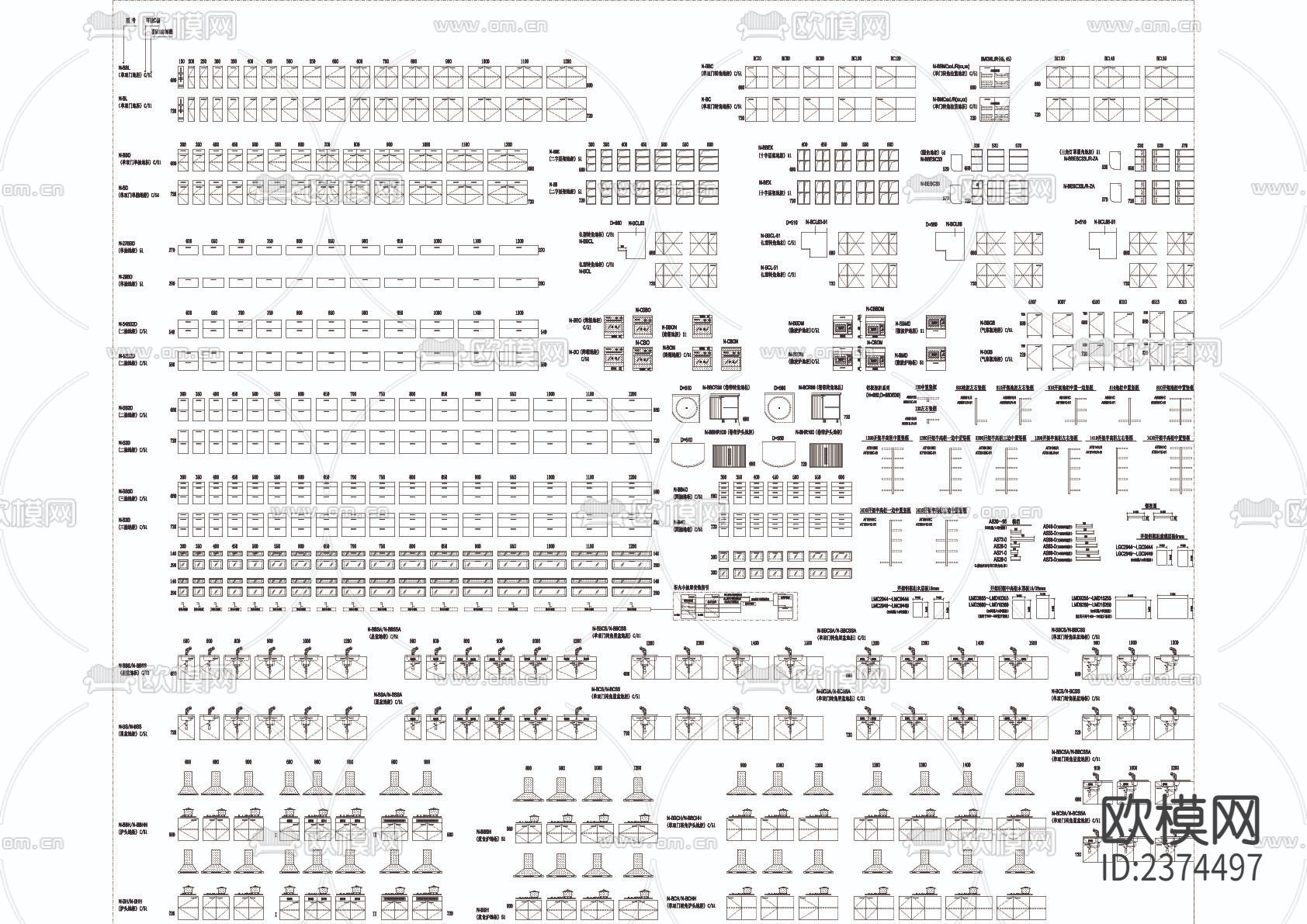 专业橱柜标准CAD图库下载（渲染图2）
